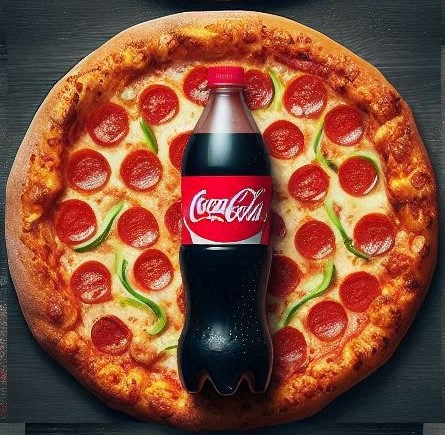 pizza com coca-cola